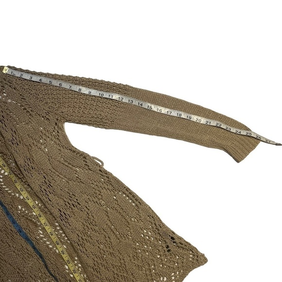 đť…şLovestitch draped cowl neck open cardigan beige crochet knit Size S - Picture 12 of 16